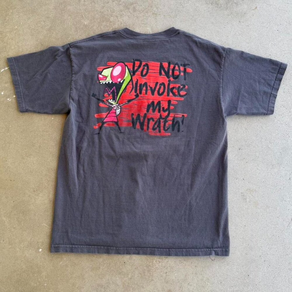 Y2K VINTAGE INVADER ZIM “DO NOT INVOKE MY WRATH” DARK GREY GRAPHIC TEE